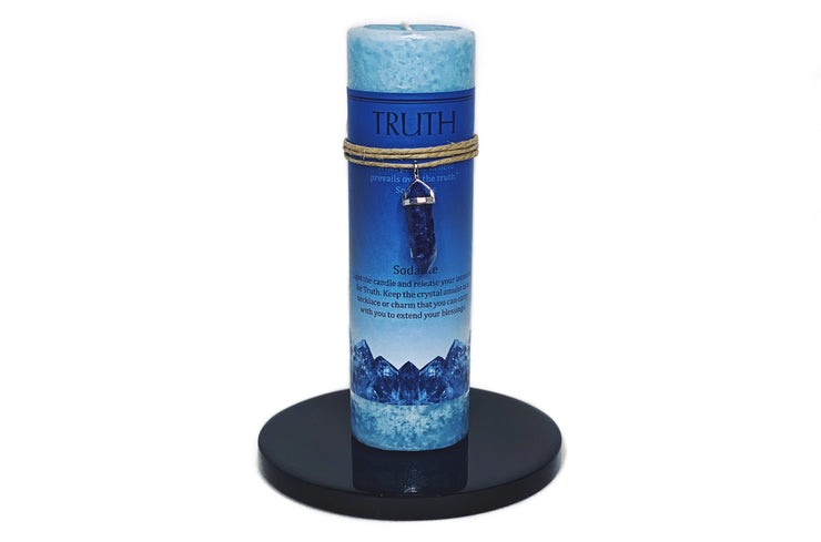 Pillar Candle with Sodalite Pendant- Truth